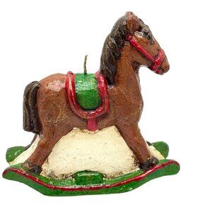 Villeroy & Boch Vtg Rocking Horse Candle Brown/Green 6" Tall Handpainted NOS